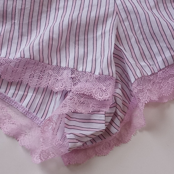 VICTORIA'S SECRET Soft Cotton Sleep Shorts Lace Stripes - Picture 8 of 11